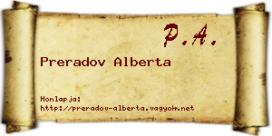 Preradov Alberta névjegykártya